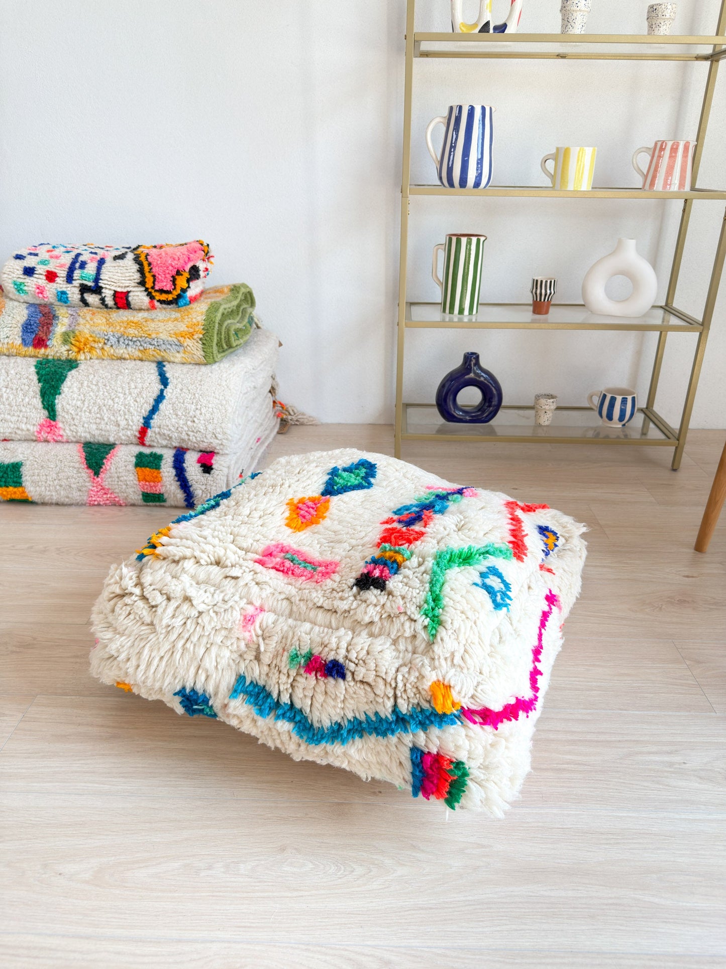 Moroccan pouf, colorful Berber pouf - 60 x 60 cm - n°52
