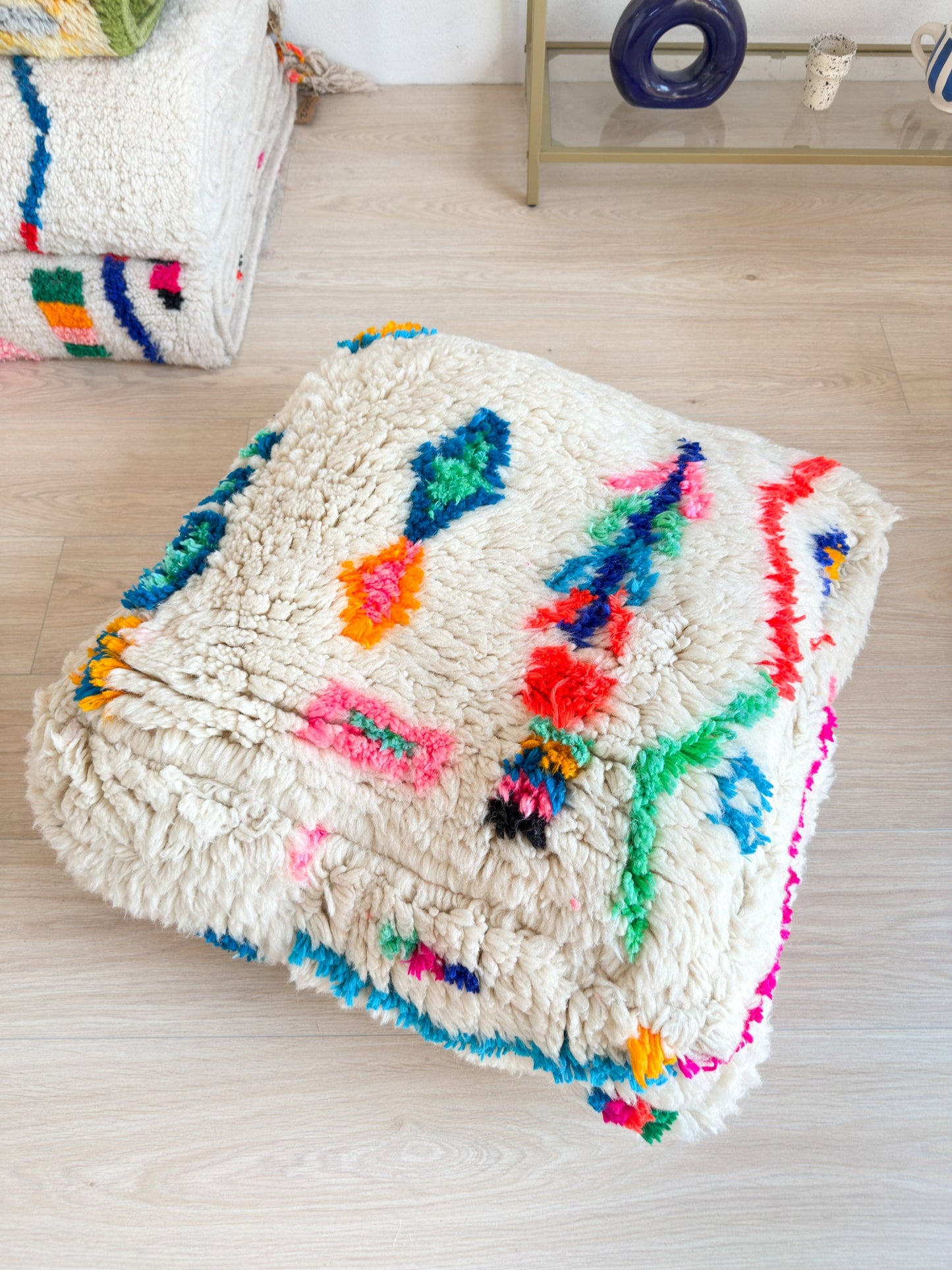 Moroccan pouf, colorful Berber pouf - 60 x 60 cm - n°52