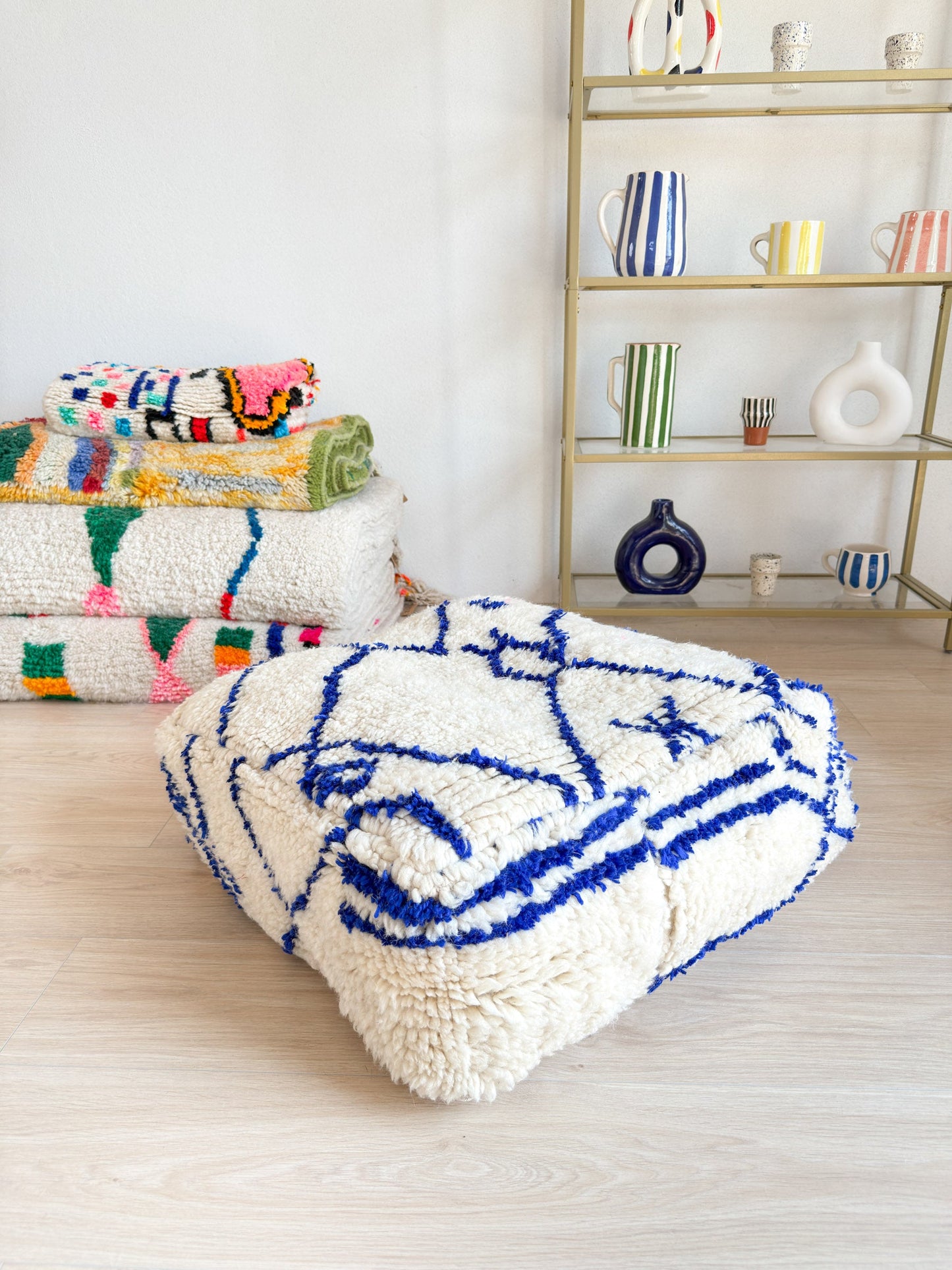 Moroccan pouf, colorful Berber pouf - 60 x 60 cm - n°53