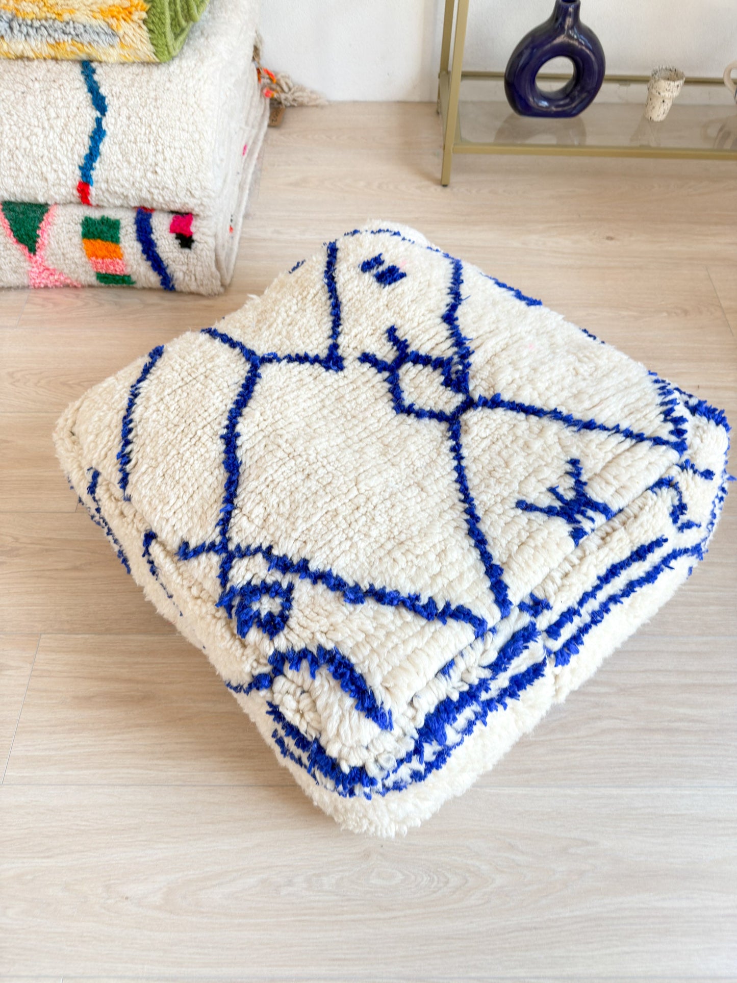 Moroccan pouf, colorful Berber pouf - 60 x 60 cm - n°53